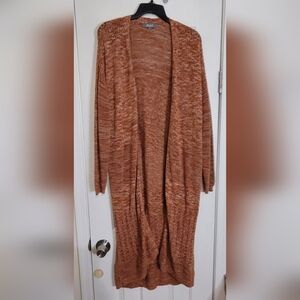 Marled Women's Open Front Long Sleeves Cardigan Sweater Coat Rust Size Medium